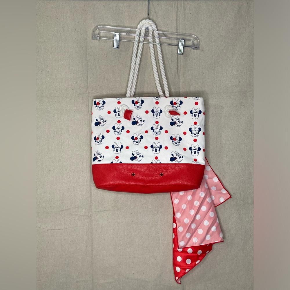 Disney Minnie Mouse Tote With Attached Scarf - Picture 2 of 6